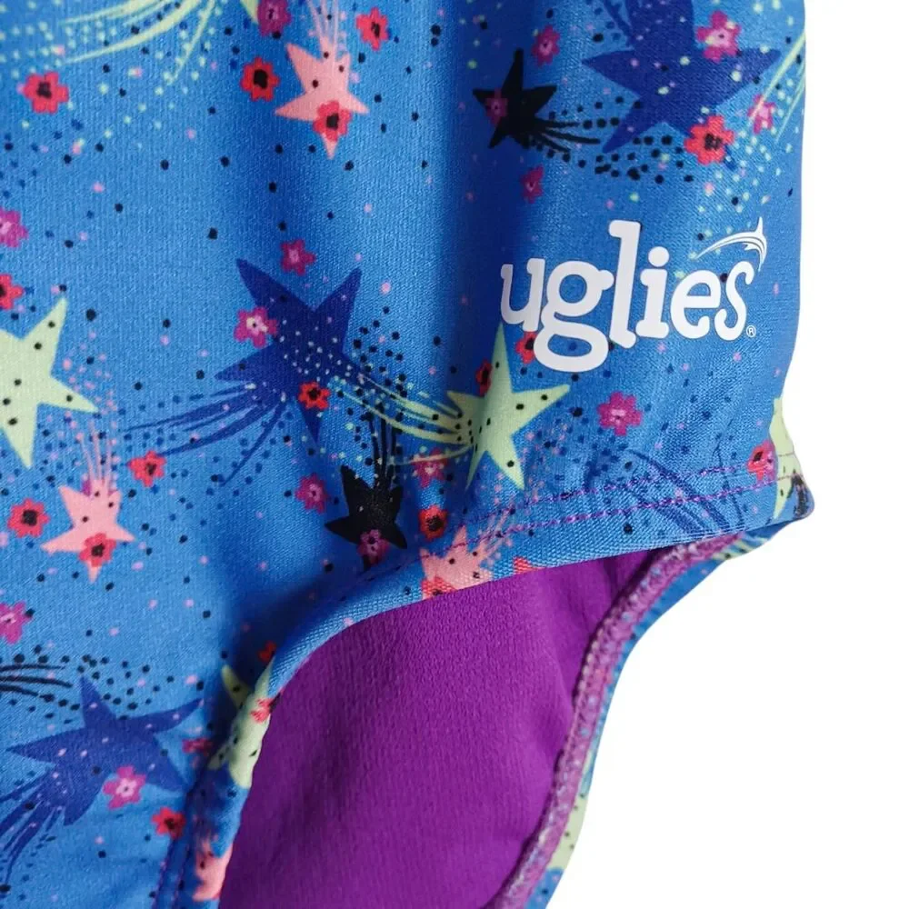 Uglies Girls Swimsuit NWT Size 14 Training One Piece Criss Cross Back Star Print